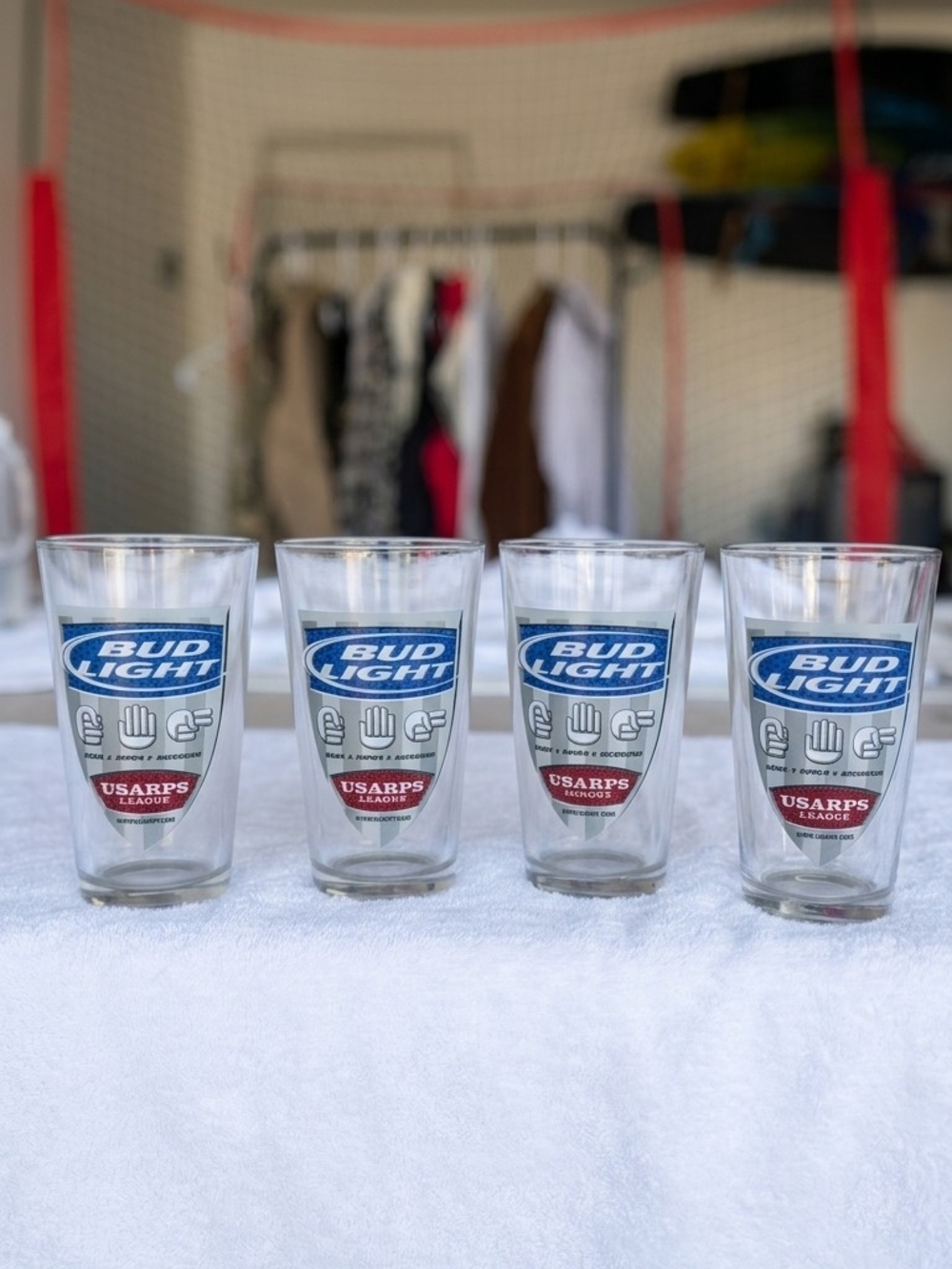 Vintage Bud Light USARPS League "Rock, Paper, Scissors" 16 oz. Beer Pint Glasses